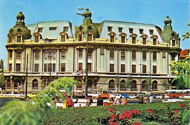 The University of Bucharest building and the square in front of it, photographed in the 1970s