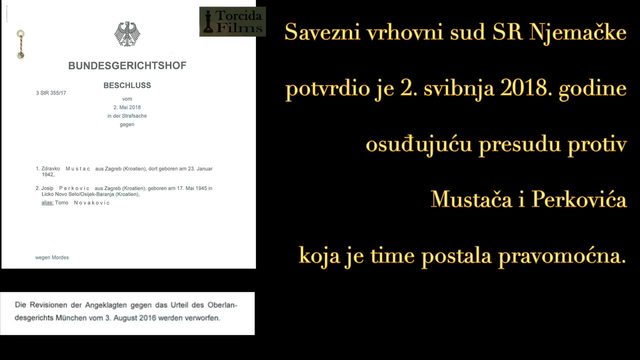A German court document headed Bundesgerichtshof with the federal eagle, file number 3 StR 355/17, a decision of 2 May 2018 in the criminal case against Zdravko Mustac and Josip Perkovic for murder, rejecting their appeals against the judgment of the Oberlandesgericht München of 3 August 2016