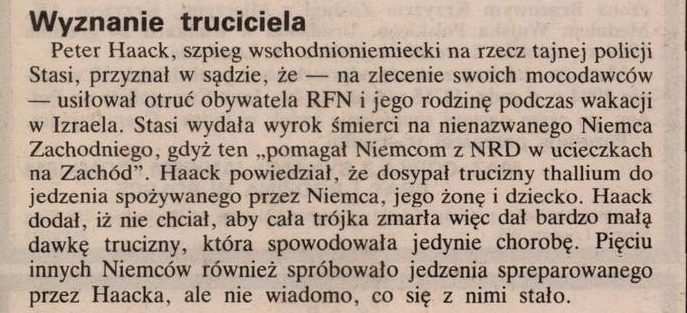 A Polish newspaper column headed Wyznanie truciciela