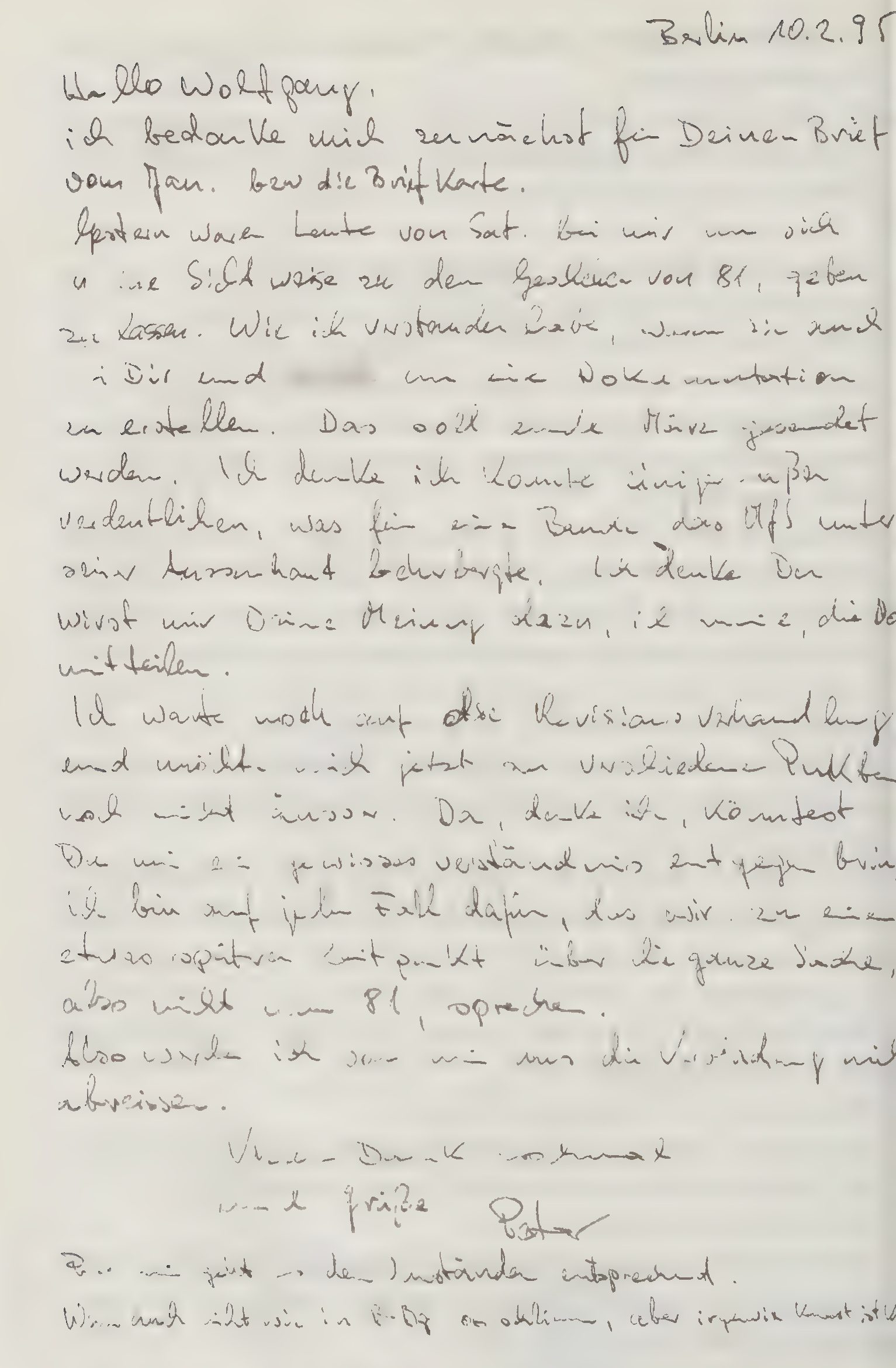 A handwritten letter in German on lined paper