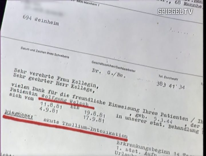 A typed hospital letter of the Klinikum der Stadt Mannheim, a doctor's name blurred
