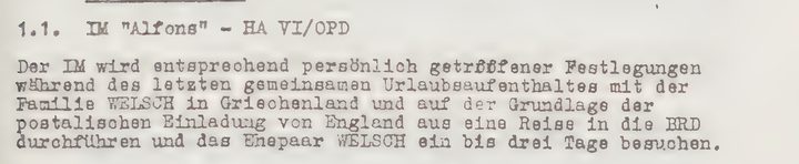 Typed German text under the heading 1.1. IM Alfons, HA VI/OPD